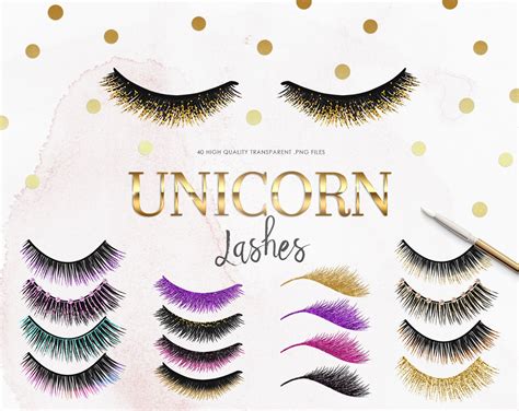 40 Unicorn Eyelash Clipart Rainbow Glitters Eyelashes Png Etsy