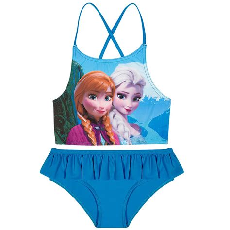 Biquíni Infantil Cropped Tirinhas Azul Frozen Disney Tip Top Ecameleca