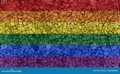 Mosaic Tiles Painting Of Gay Pride Rainbow Flag Stock Illustration