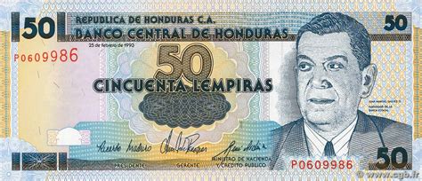 50 Lempiras Honduras 1993 P074b B928169 Banknotes