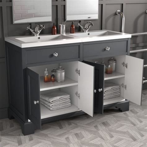 1200mm Grey Freestanding Double Vanity Unit With Sink Burford Best