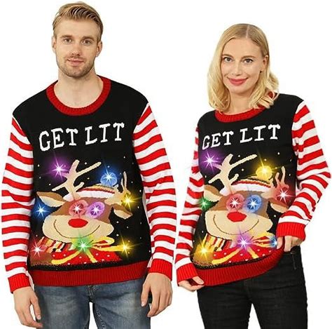 unisex light up ugly christmas sweater knitted ugly sweater christmas pullover crew neck