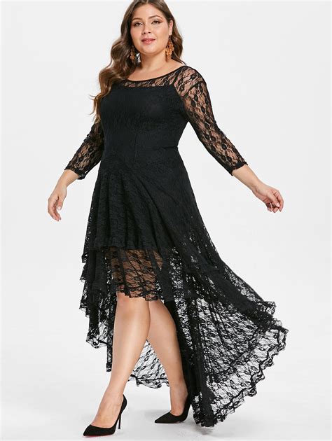 sovalro plus size 5xl high low lace dress with cami dress women sexy black swing midi party