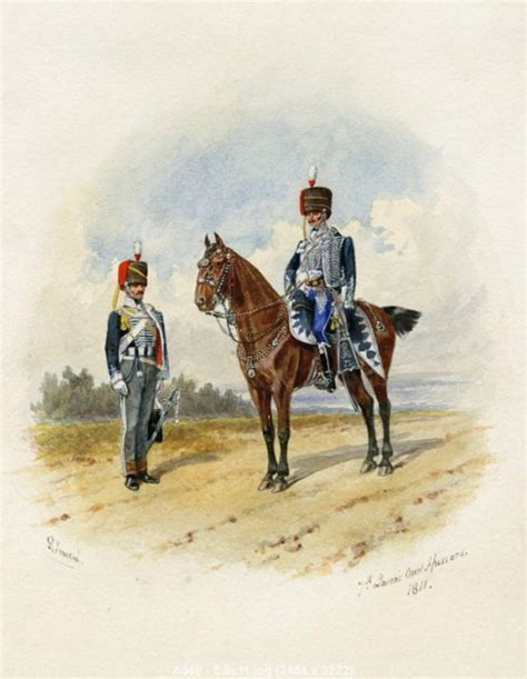 7th Queens Own Hussars Officers On Horseback 1811 British Etsy