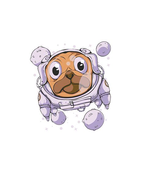 Pug Dog Space Astronaut Digital Art By We Like Prints Pixels