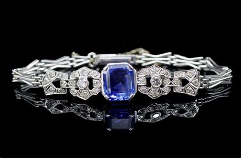 Sapphire And Diamond Edwardian Bracelet On 9ct Gold Chain Bracelets