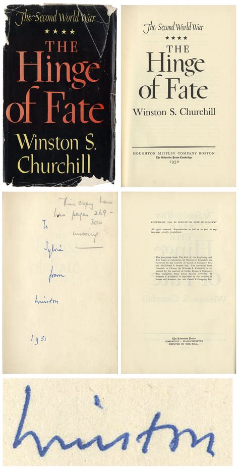 Lot Detail Winston Churchill Signed The Hinge Of Fate Part Of