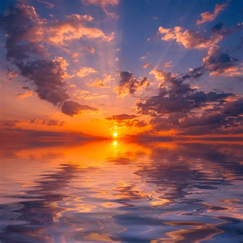 Download Sunset Clouds Sea Nature Adorable View Wallpaper