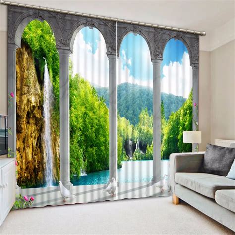 Photo Customize Size Classic Home Decor Nature Scenery Roman Curtains