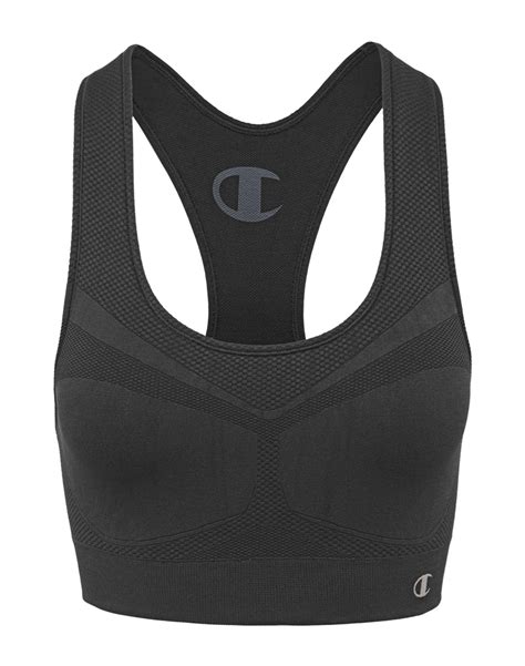 Champion Synthetic The Infinity Racerback Sports Bra In Asphalt Black