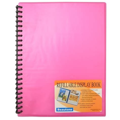 Beautone Display Book Refillable Cool Frost Pp A4 20 Pockets Red Impact