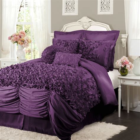 Lucia Comforter 4 Piece Set Purple Bedspread Purple Comforter