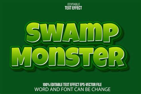 Premium Vector Swamp Monster Editable Text Effect Cartoon Style