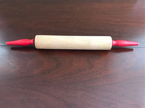 Wood Rolling Pin With Red Handles Vintage Wood Rolling Pin Pastry
