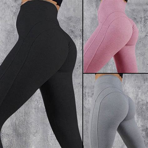 Women Push Up Yoga Pants High Waist Fitness Leggings Bum Scrunch Sport Trousers Ebay
