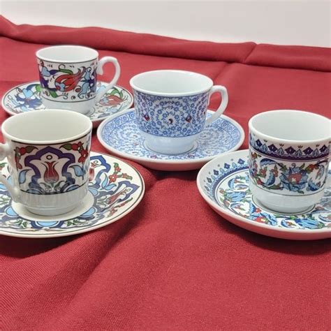 6x Porcelain Turkish Coffee Cup Set For Six Espresso Cup Set Etsy