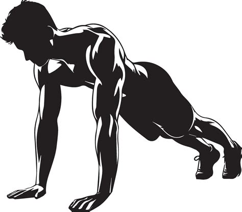 a man push up vector silhouette black color 8 35214903 vector art at