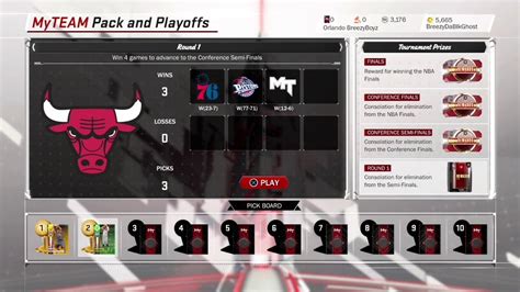 Nba 2k18 Myteam Pack And Playoffs Round 1 Pick Board 2 Sweep And Reward
