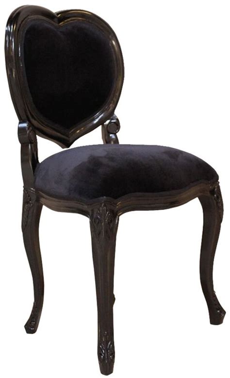 Bedroom and makeup vanity sets usually include both the table and a coordinating or matching stool that's the right height for you to sit at the vanity comfortably. French Noir Black Painted 'Heart' Chair | Gothic vanity ...