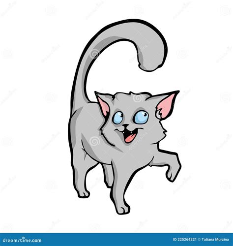 Cat Cute Cartoon Illustration On White Background Vector Stock Vector