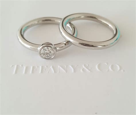 Tiffany And Co 034ct Gvvs1 Bezel Set Diamond Bezet Engagement Ring Ce