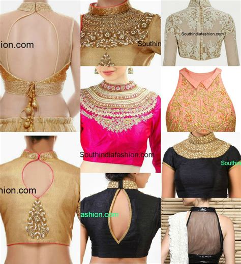 High Neck Saree Blouse Designs Front And Back Paso Shirt Size
