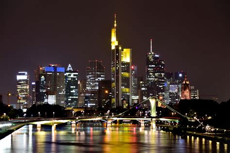 Frankfurt Skyline At Night Photography