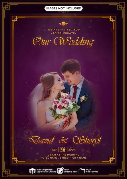 Premium Psd Elegant Psd Wedding Invitation Cover Design Template With