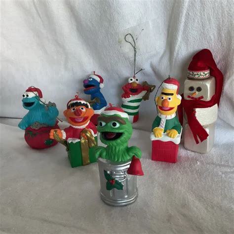 Set 8vintage 1970s Pre Elmo Sesame Street Painted Ceramic Christmas