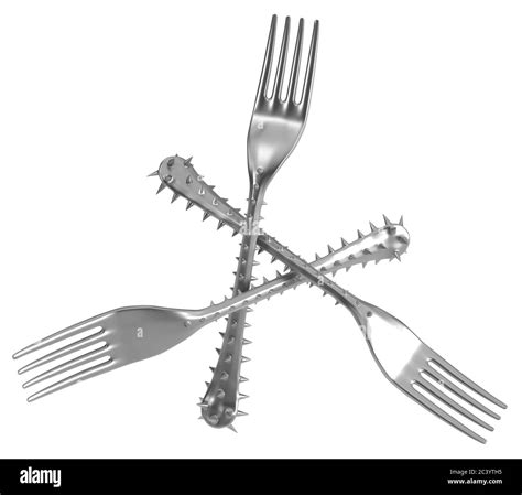 Fork Handle Covered In Sharp Spikes Triangle Shape Metaphor 3d