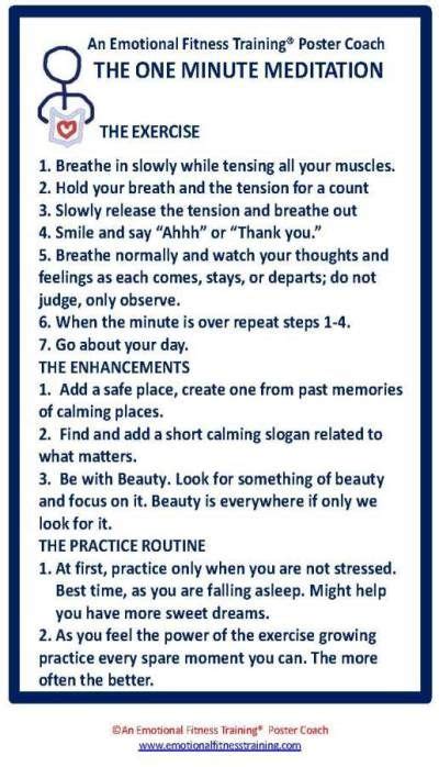 Instructions For A One Minute Meditation To Improve Your Emotional