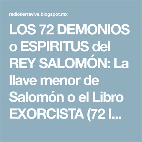 Los 72 Demonios O Espiritus Del Rey SalomÓn La Llave Menor De Salomón