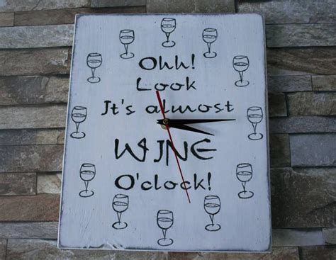 Funny Wall Clock Almost Wine Oclock Wine Lovers Etsy Clock Unique