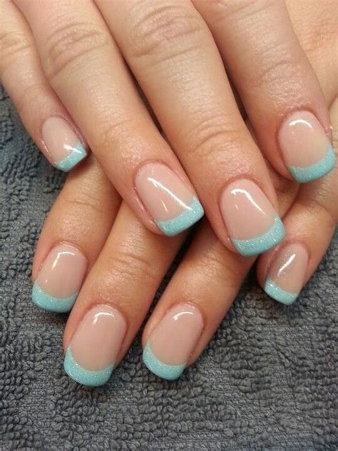 Baby Blue And Glitter Inspired French Manicure The Nails Use A Clear