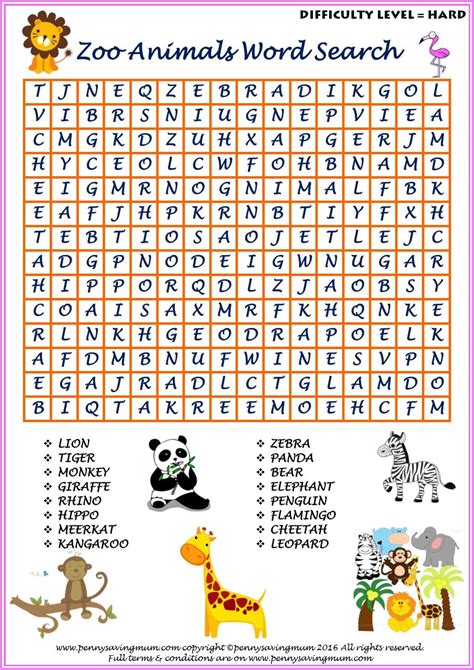 28 Best Ideas For Coloring Hard Animals Word Search Printable