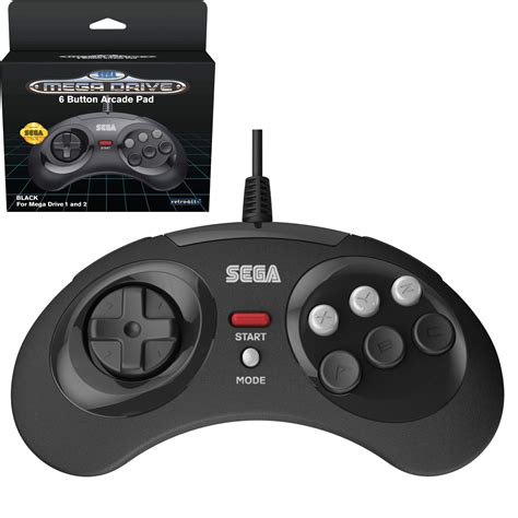 Retro Bit Official Sega Mega Drive Controller 6 Button Arcade Pad For