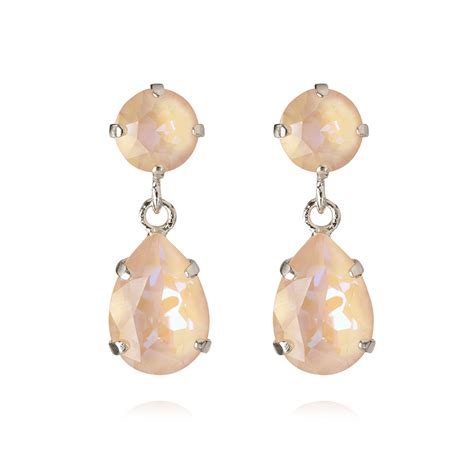 Caroline Svedbom Mini Drop Earrings Rhodium Ivory Cream Delite