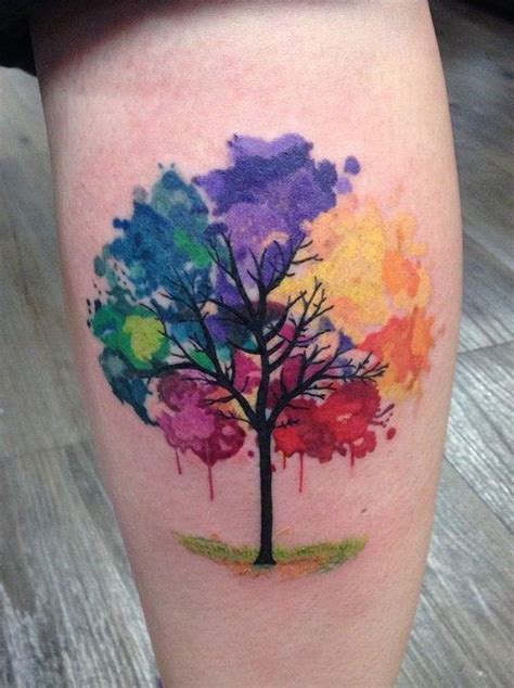 Tree Of Life Rainbow Watercolor Tattoo Idea Tattoos