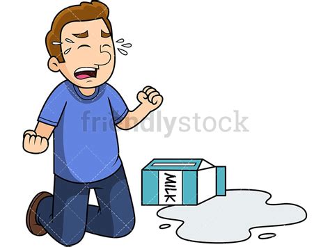Man Crying Over Spilt Milk Cartoon Vector Clipart Friendlystock