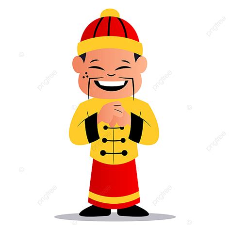 Cartoon Chinese Man Vector Illustration On White Background Chinese