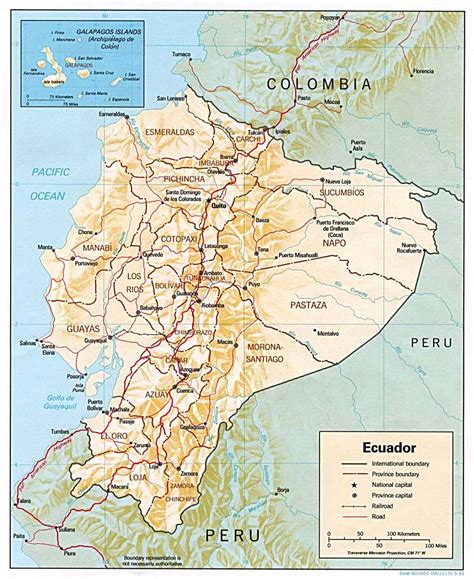 Detallado Mapa Político Y Administrativo De Ecuador Con Relieve