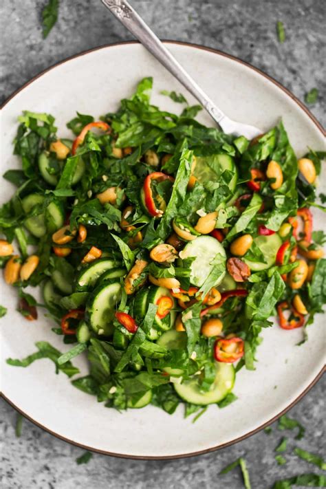 Easy Cucumber Peanut Salad With Spinach Naturally Ella