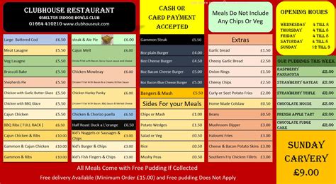 online menu of clubhouse restaurant restaurant melton mowbray united kingdom le13 0lr zmenu