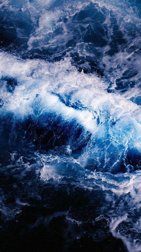 Aesthetic Dark Blue Ocean Waves Canvas Story