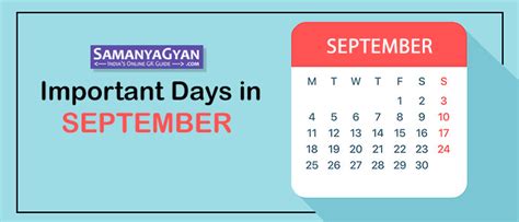Important Days In September 2024 National And International Days