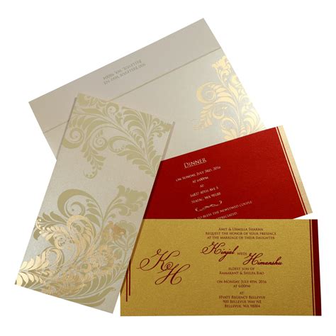 Ivory Shimmery Floral Themed Screen Printed Wedding Card Cg 8259a