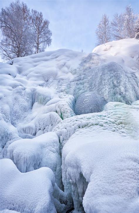 Photo Of Frozen Waterfall On River Pescherka In Winter Siberia Russia