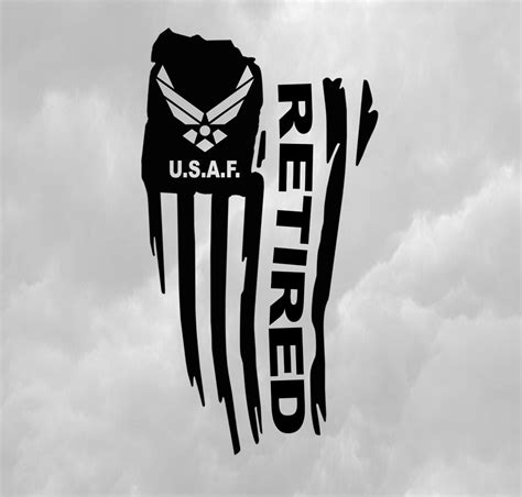 Custom Decal Us Air Force Retired American Flag Usaf Etsy