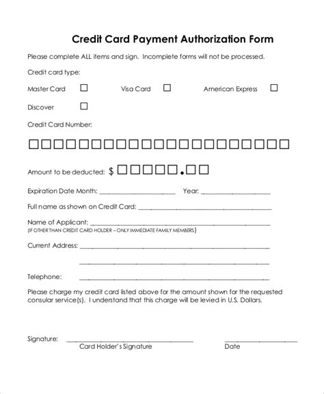 The recurring credit card authorization form is a document that will authorize a company (ie: FREE 8+ Credit Card Authorization Form Samples in PDF