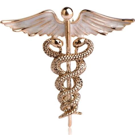 Gold Enamel Caduceus Nurse Doctor Medical Healthcare Caregiver Pin